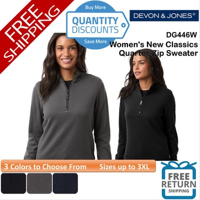   Devon & Jones Women's New Classics Quarter-Zip Sweater Up To 3XL DG446W