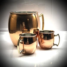 Set of 3 Pure Copper Moscow Mule Mug Brass Handle Ayurveda Health Benefits