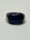 Vintage Lapis Lazuli Sterling Silver Ring Stamped 925 Size 4.5 Circa 80’s Thick