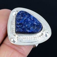 Radiant Sodalite Gemstone Handmade 925 Sterling Silver Jewelry Ring Size 8