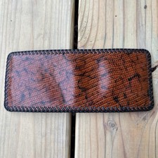 Vintage Bifold Leather Wallet Hand Tooled Western Cowboy Marbled Whipstitch
