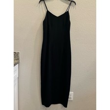 Ann Tobias Black Maxi Slip Dress Size 8 Minimalist Y2K
