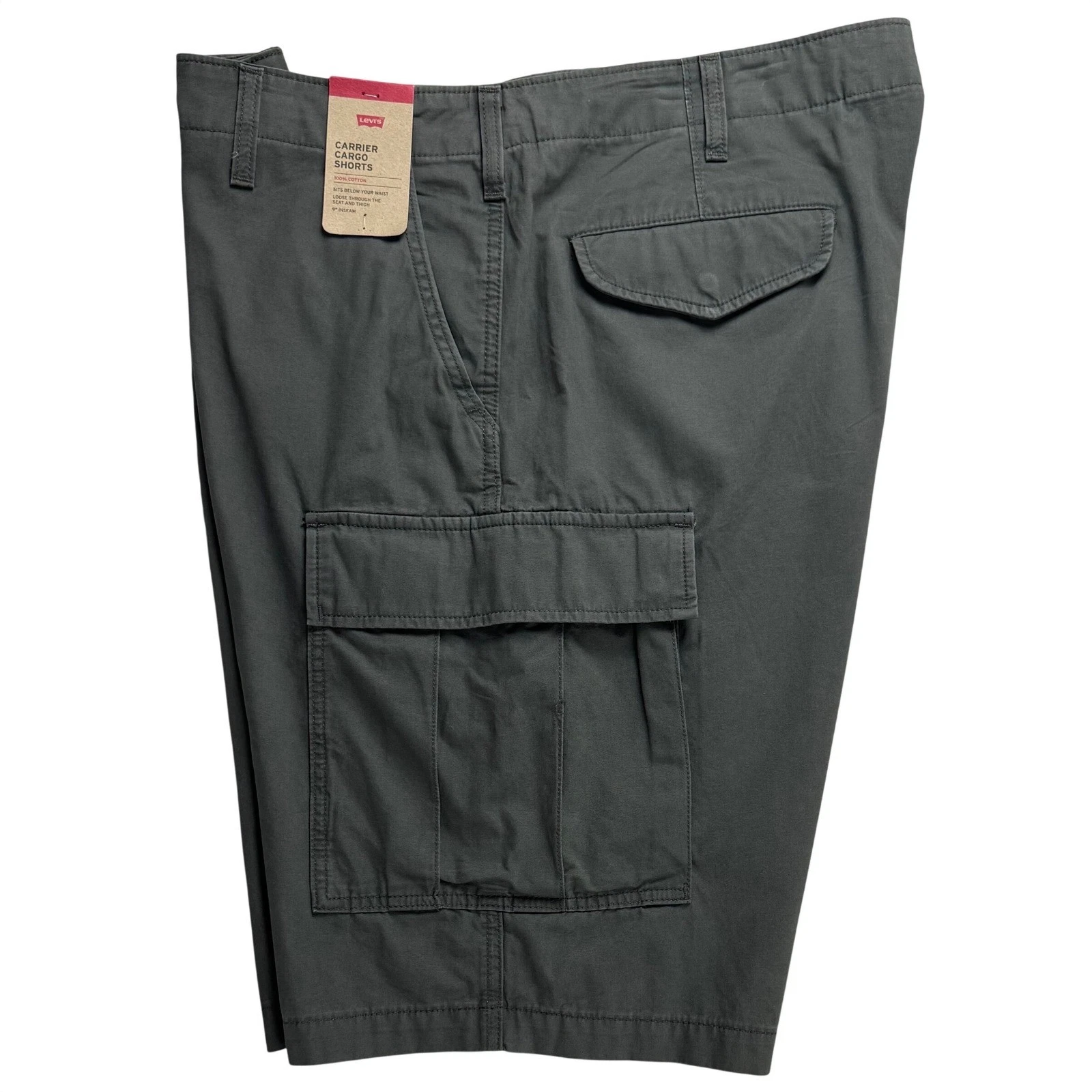 Levis Carrier Cargo Shorts Mens 40 Charcoal Grey Cotton 9 Inseam outdoor
