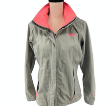 The North Face TNF HyVent Coat WOMENS Gray Pink Full Zip Hooded Jacket SIZE M