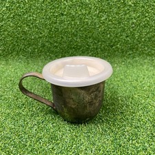 Vintage 80s Silver Plated Baby Sippy Cup Mug Plastic Sipper Lid