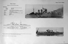 Old Vintage Print 1936-54 Battle Ships Galicia Cervers Canarias Cruisers 20th