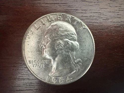 1964 Washington Silver Quarter – 90% Silver – AU – Original Coin