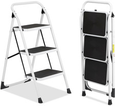 3 Step Ladder, Folding Step Stool with Wide Anti-Slip Pedal, Lightweight Conveni