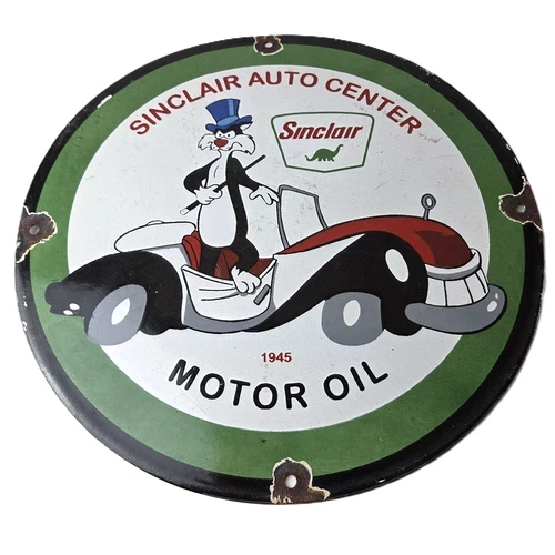 Vintage Sinclair Gasoline Sign - Dino Gas Pump Porcelain Sign