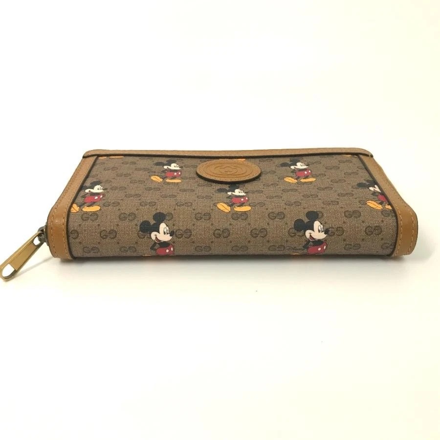 GUCCI Portefeuille Long Mickey Mouse Fermeture Éclair Ronde Mini GG Supreme Haute Qualité 9,5cm