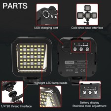 30m/98ft Waterproof RGB LED Video Light Portable Mini Camera Light 5500K VOYL