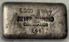 Vintage Diamond Mines Engelhard 5 oz .999 Silver Poured Bar Error Double Stamped