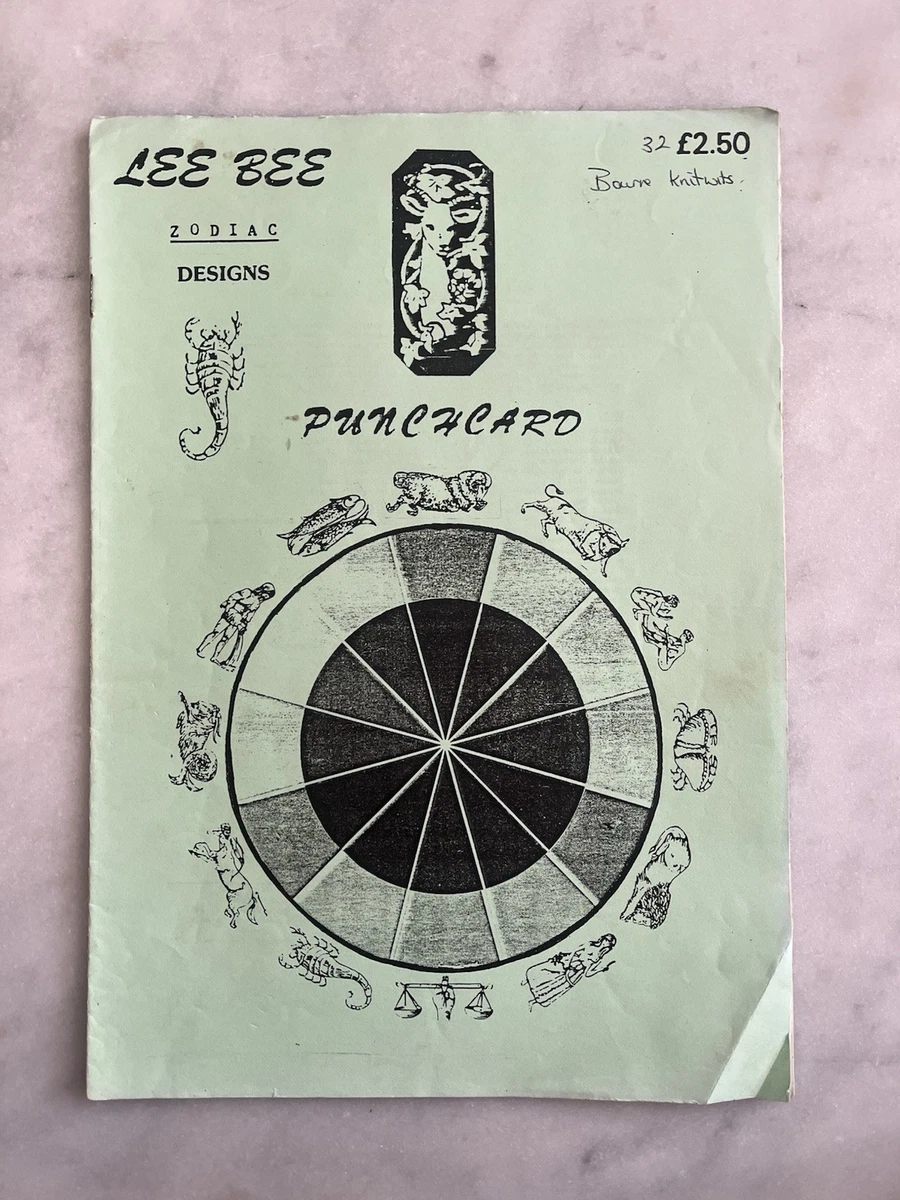Folleto de tejido vintage Lee Bee Zodaic Punchcard Designs