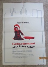 FOR PETE'S SAKE ORIGINAL FOLDED MOVIE POSTER BARBRA STREISAND MICHAEL SARRAZIN