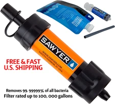 SAWYER Water Filtration System Can Attach To Bottles Inline 0.1 MICRON FILTER