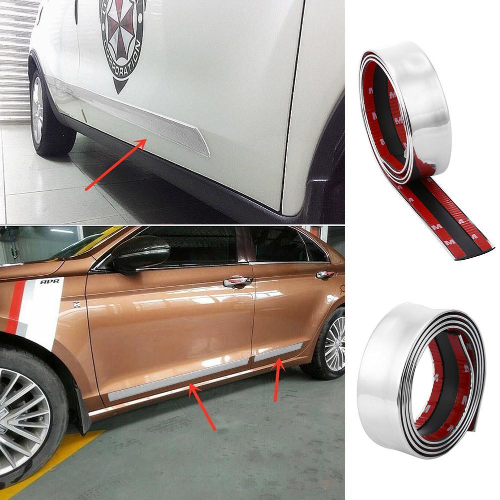 1m Front Bumper Strip Carbon Fiber Rubber Car Sticker Protector (Silver