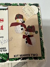 Vintage Walco Holiday JOLLY SNOWMAN Sequin Bead Christmas Ornament Kit Craft