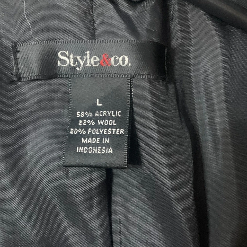 Style & Co. Plaid Wool Coat Dress Black White Winter Peacoat Women's Large - Image 4 of 4