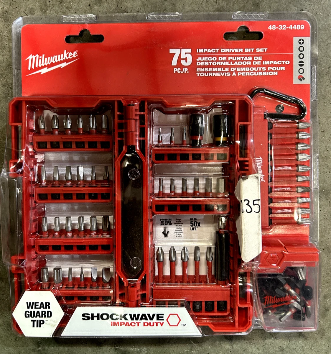 Milwaukee 48-32-4489 SHOCKWAVE Impact Duty Driver Bit Set with Carabiner  -75 Pc