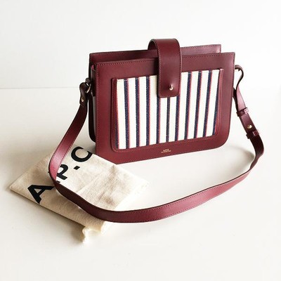 A.P.C. Albane Leather Shoulder Bag Wine Red Smooth Calfskin  