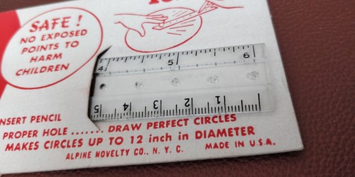 NOS ๐บ๐ธ Vtg Safety Compass Ruler ~ Circle drawing ~ Alpine Novelty Company - Picture 4 of 14