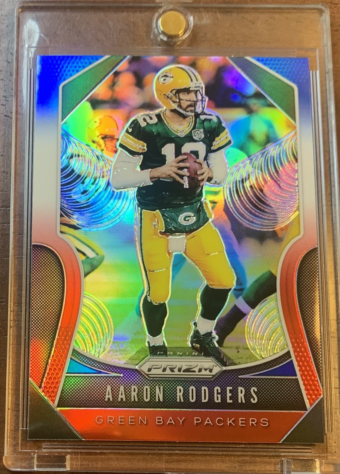 2019 Panini Prizm Aaron Rodgers Red White Blue Prizm #119 MVP Packers