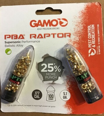 Gamo 632264454 PBA Raptor Pellets  .177 Caliber 100 Count