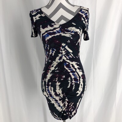 black tie dye bodycon dress Elegant Ruched Tie-dye Bodycon Dress For Women