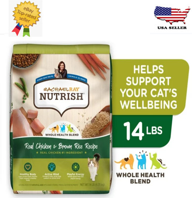 New Rachael Ray Nutrish Real Chicken & Brown Rice Recipe, Dry Cat Food, 14-Pound