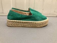 Marks & Spencer Real Suede Platform Espadrilles Shoes UK 4 EU 37 Green £40