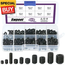 400Pcs Allen Head Socket Hex Grub Screw Assortment Kit, Including 10 Sizes M3/4/