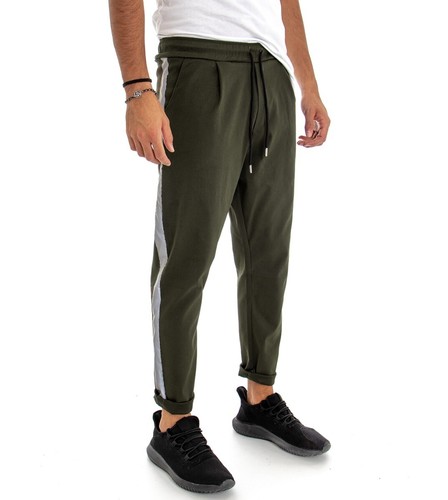Pantalone Uomo Verde Panta Tuta Elastico Righe Laterali Reflective Cavallo  Ba | eBay