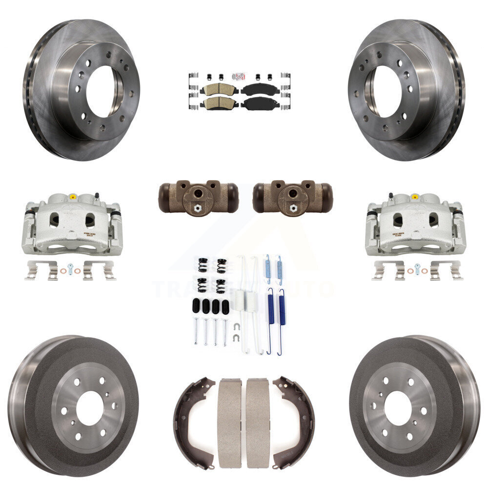 Front and Rear Brake Caliper Rotor Drum Ceramic Pad Shoe Cylinder Hardware Kit