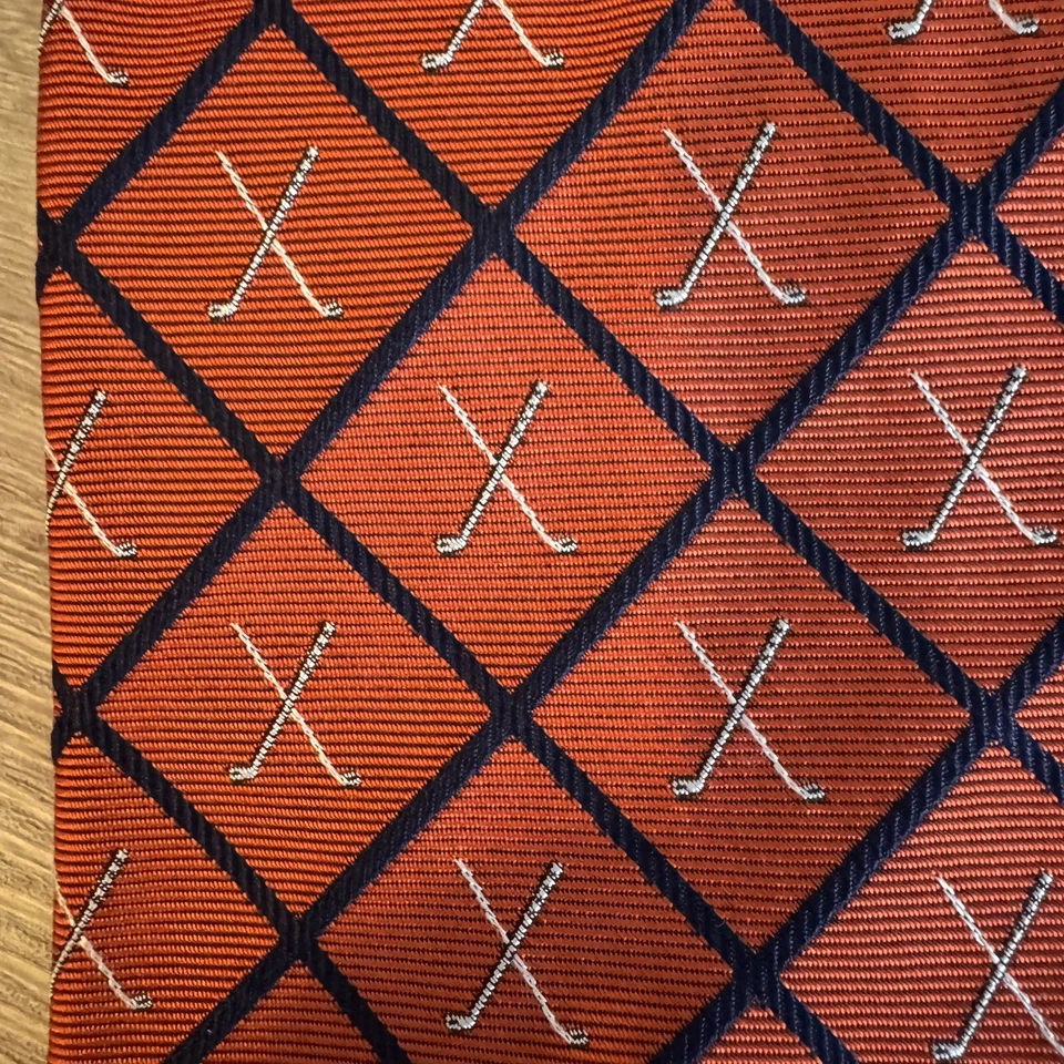 Галстук для клюшек для гольфа мужской Polo By Ralph Lauren оранжевый 100% шелк дизайн - Изображение 3 из 4