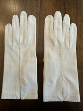 Vintage CHRISTIAN DIOR Off White Leather Dress Gloves, Size 7, Original Bag