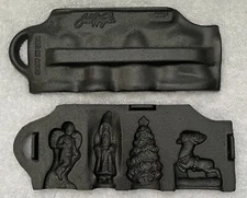 Vintage John Wright Cast Iron Christmas Candy Mold Christmas Tree, Angel, +