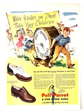 Poll-Parrot & Star Brand Shoes 1946 Vintage Color Vintage Magazine Print Ad