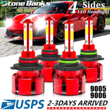 9005 9006 LED Headlights Kit Combo Bulbs 6500K High Low Beam Super White Bright