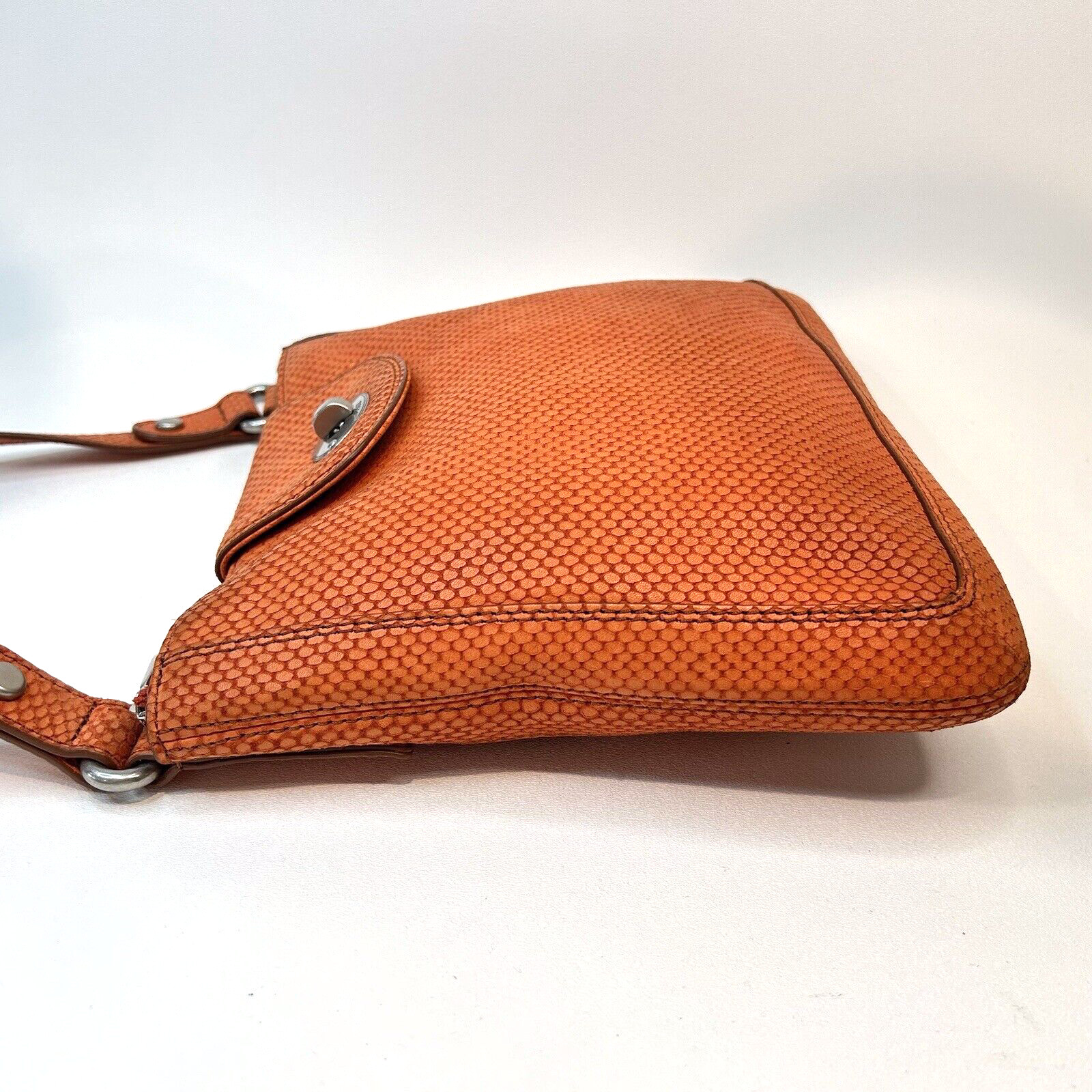 #FOSSIL Maddox Orange Python Leather Crossbody Me… - image 5