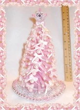 DOLLHOUSE MINIATURES 8"LIGHTED CHRISTMAS TREE PINK 1:12 SCAL MID-CENTURY MOD NEW