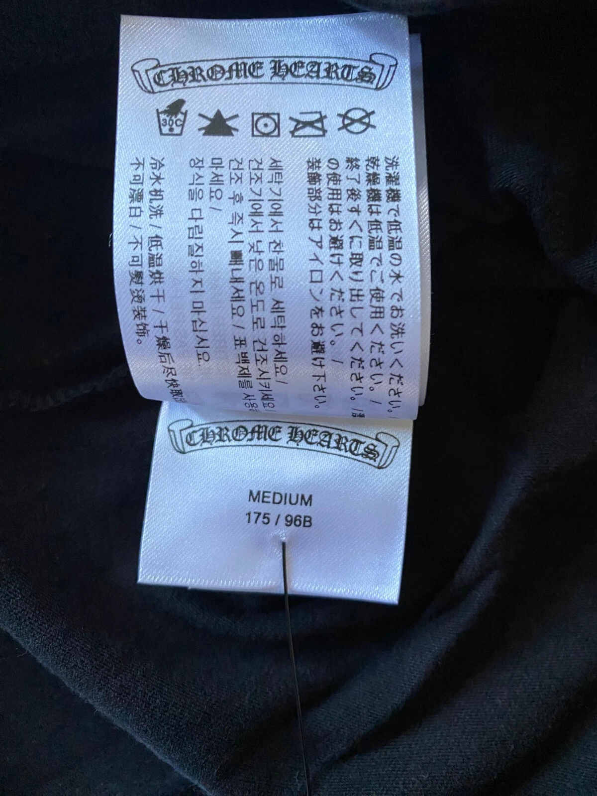 CHROME HEARTS Maglietta girocollo cromato cuori SS tascabile girocollo nera taglia M NUOVA ?✅