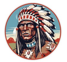 Native American Indian with headdress head dress Sticker Stickers Decal A998