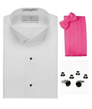 Tuxedo Shirt, Hot Pink Cummerbund, Bow-Tie, Cuff Links  Studs 901