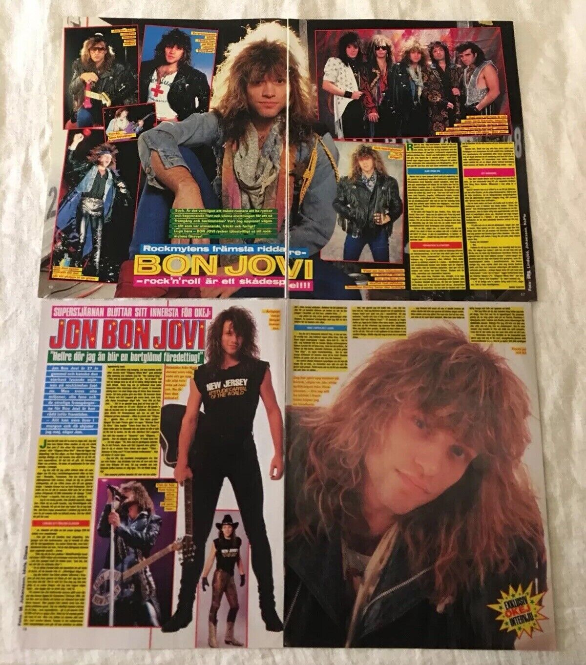 Jon Bon Jovi 1980s Clippings Posters Swedish Music magazine Okej