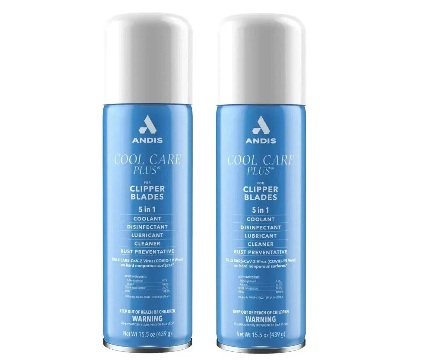 Andis Cool Care Plus 15.5 Oz Spray For Clipper Trimmer Blade Cleaner (2 Pack)