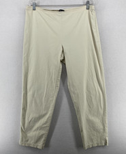 EILEEN FISHER Pants M Twill Organic Cotton Stretch Tapered Ankle Off White