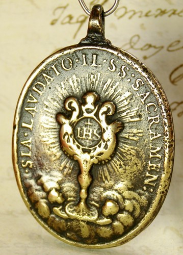 Antique 18th Century Hamerani Medal Blessed Sacrament Immaculate Conception