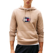 Image of Tommy Hilfiger Mens Flag Graphic 1985 Hoodies Casual Cotton Long Sleeve Top