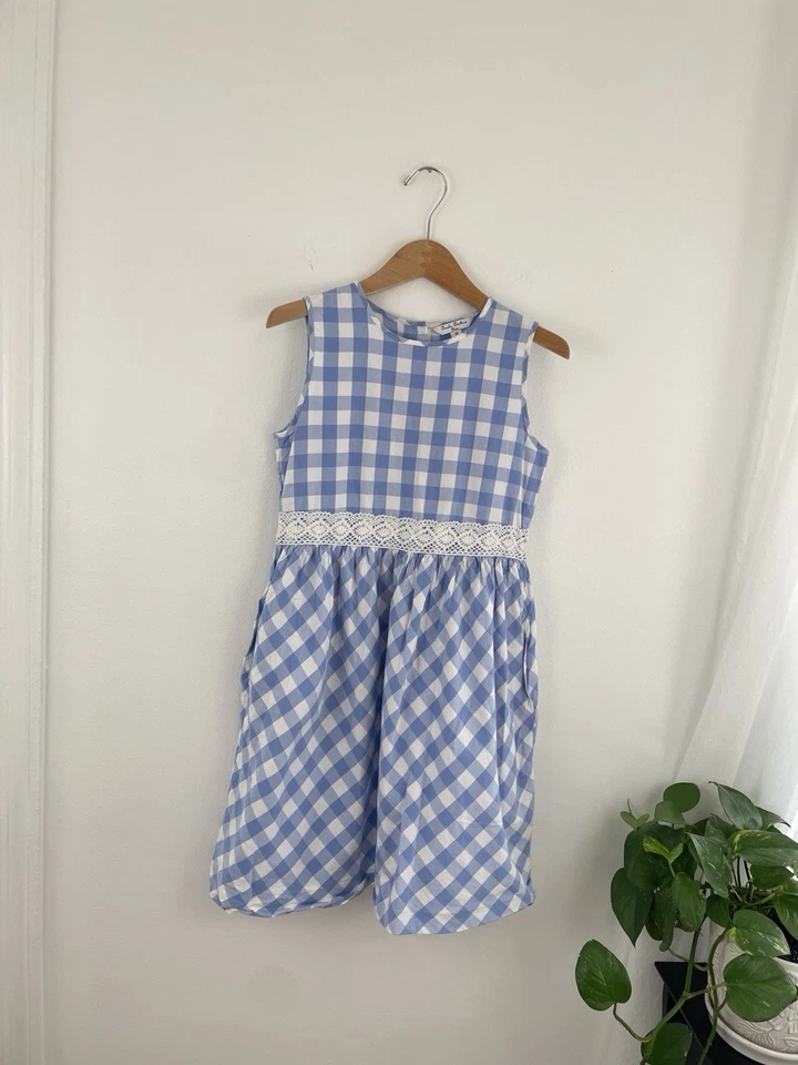 Vestido Brooks Brothers polar para niñas jóvenes 14 azul a cuadros línea A niñas 14 Foto 2 de 4
