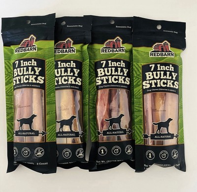 Redbarn Naturals Premium 7'' Bully Sticks Dog Chew Bundle New 4 packages Bundle 